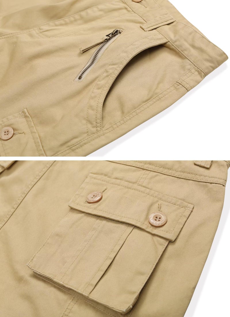 AKARMY Womens Cargo Pants with Pockets Outdoor Casual Ripstop Camo Military Combat Construction Work Pants Khaki - Image 4